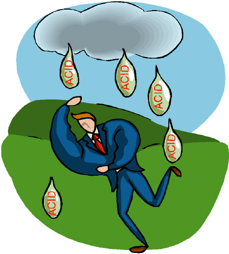 The acid rain implications for forests and streams and for humans depending on them are severe The acid rain implications for forests and streams and for humans depending on them are severe