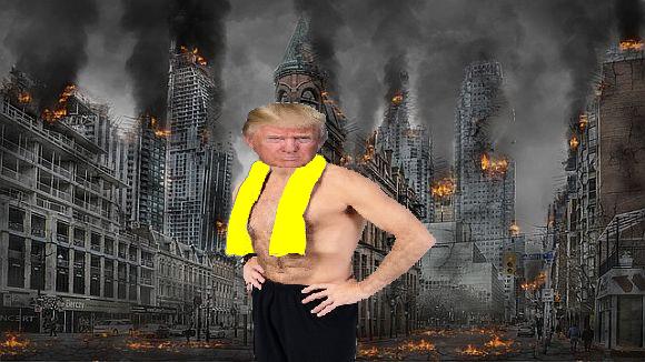'Hey, gang—I say let's all take saunas and then roast weenies and marshmallows. It'll be a fantastic, fantastic experience—we'll have a yuge, yuge party!' 'Hey, gang—I say let's all take saunas and then roast weenies and marshmallows. It'll be a fantastic, fantastic experience—we'll have a yuge, yuge party!'