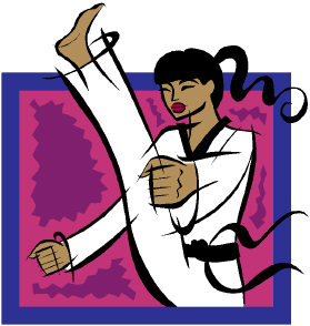 An aggressive female playing an aggressive role featuring karate fighting An aggressive female playing an aggressive role featuring karate fighting